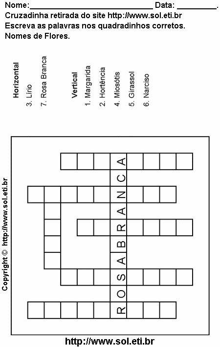 Cruzadinha Para Imprimir Com Tipos de Flores 8