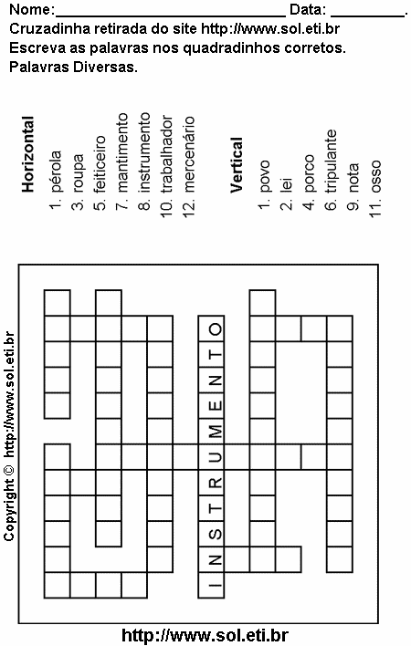 Cruzadinha Para Imprimir Com Palavras em Português 11