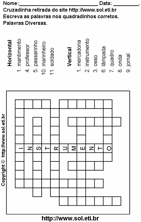 Cruzadinha Para Imprimir Com a Ortografia das Palavras 12