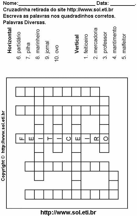 Cruzadinha Para Imprimir Com Palavras em Português 15