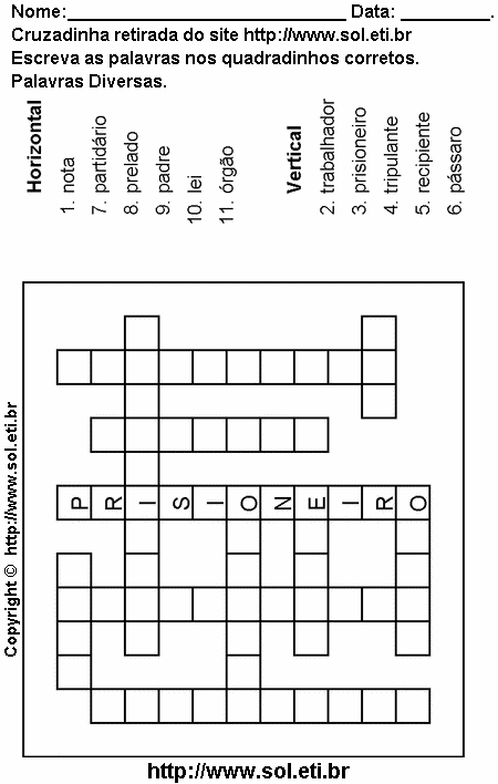 Cruzadinha Para Imprimir Com Palavras em Português 19