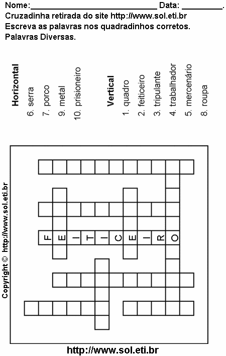 Cruzadinha Para Imprimir Com Palavras Diversas 21