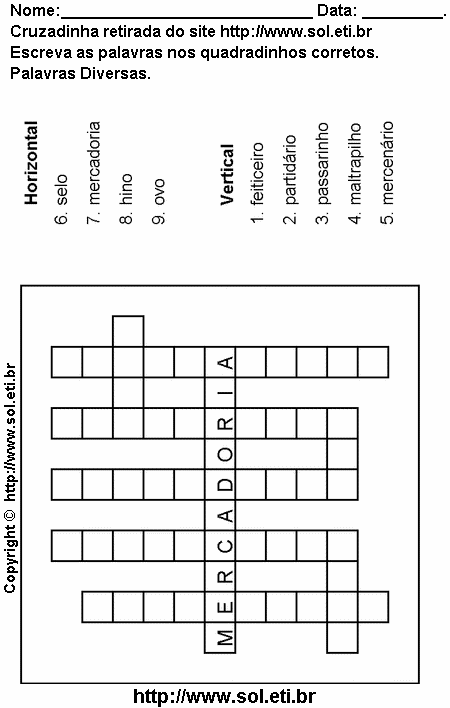 Cruzadinha Para Imprimir Com Palavras da Língua Portuguesa 22