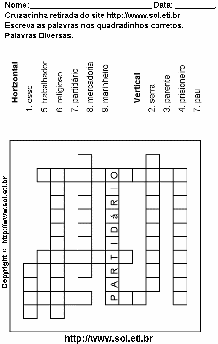 Cruzadinha Para Imprimir Com Palavras em Português 23