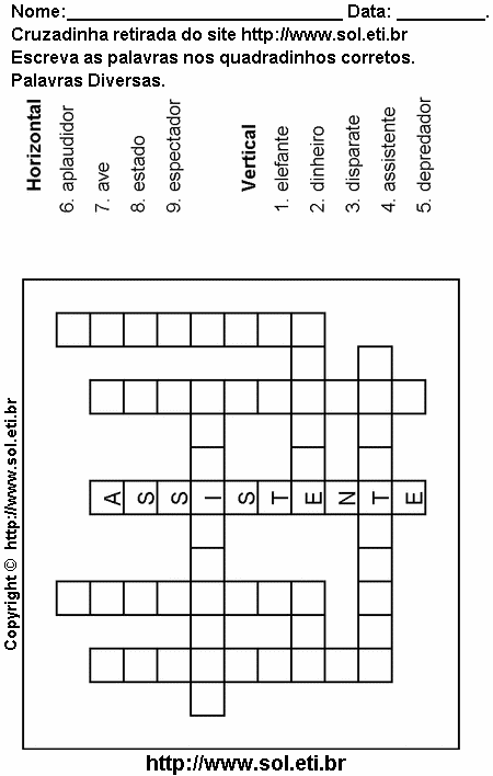 Cruzadinha Para Imprimir Com Palavras Diversas 25