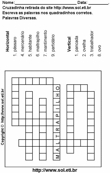 Cruzadinha Para Imprimir Com a Ortografia das Palavras 4