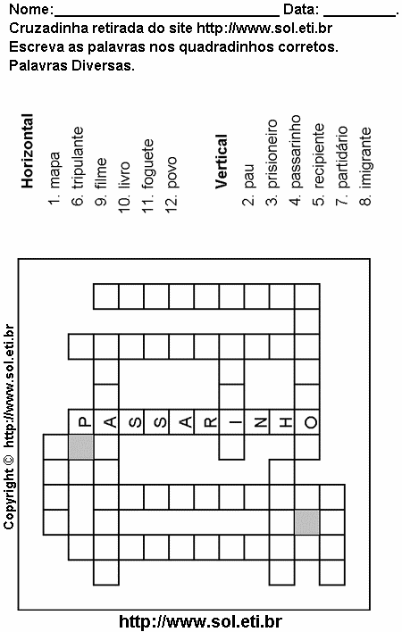 Cruzadinha Para Imprimir Com a Ortografia das Palavras 8