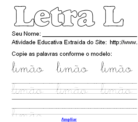 Atividade Pontilhada Com a Letra L