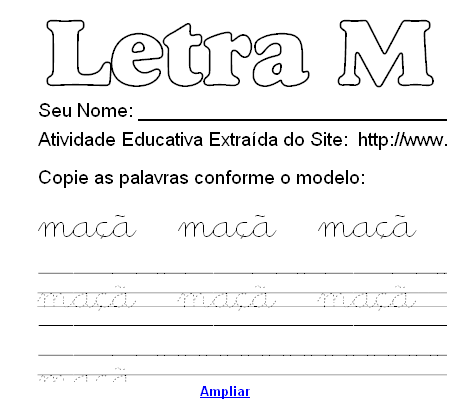 Atividade Pontilhada Com a Letra M