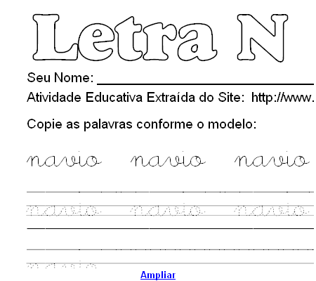 Atividade Pontilhada Com a Letra N