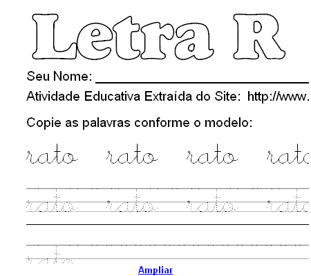 Atividade Pontilhada Com a Letra R