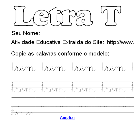 Atividade Pontilhada Com a Letra T