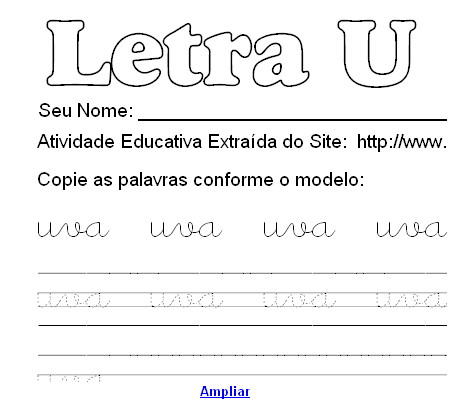 Atividade Pontilhada Com a Letra U