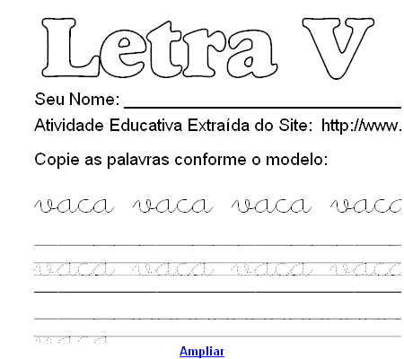 Atividade Pontilhada Com a Letra V