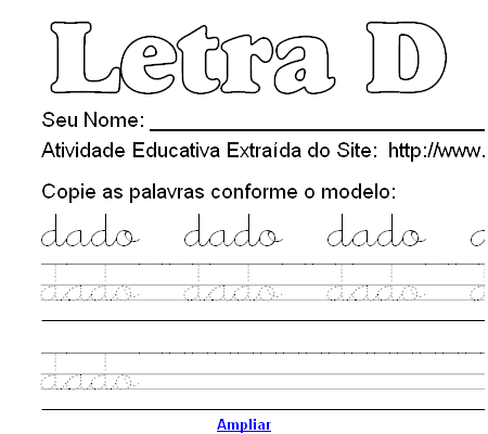 Atividade Pontilhada Com a Letra D