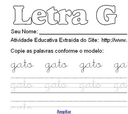 Atividade Pontilhada Com a Letra G