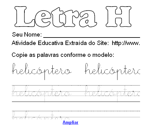 Atividade Pontilhada Com a Letra H