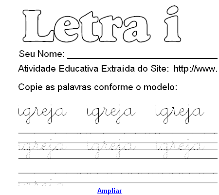 Atividade Pontilhada Com a Letra I