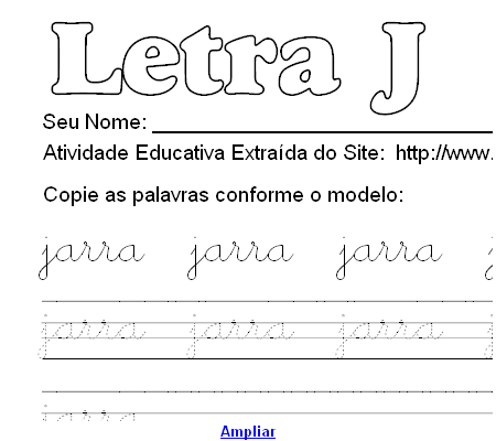 Atividade Pontilhada Com a Letra J