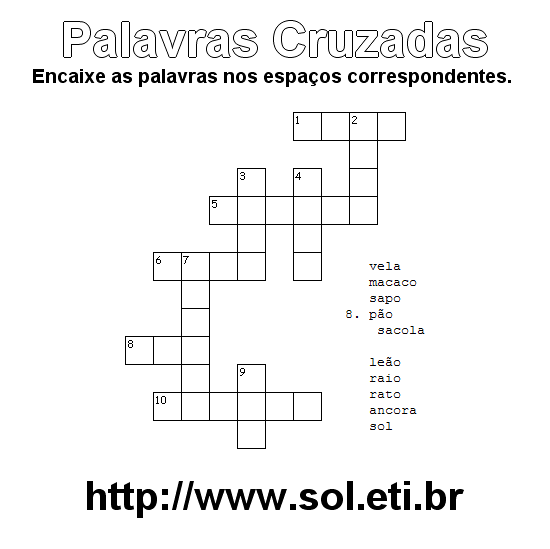 Palavras Cruzadas Para Imprimir Nível Fácil 11