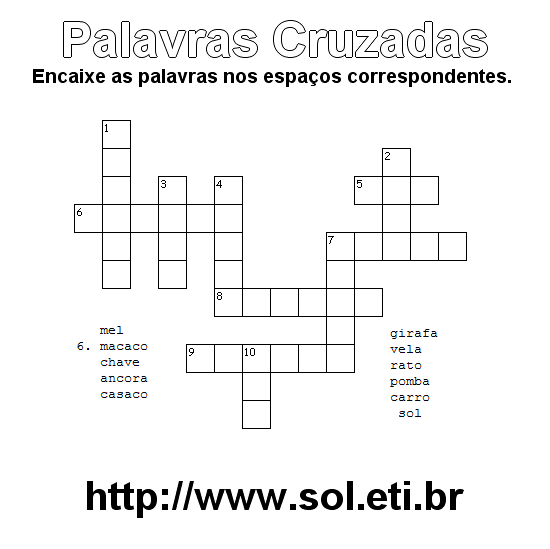 Palavras Cruzadas Para Imprimir Nível Fácil 20