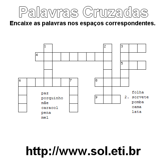 Palavras Cruzadas Para Imprimir Nível Fácil 22