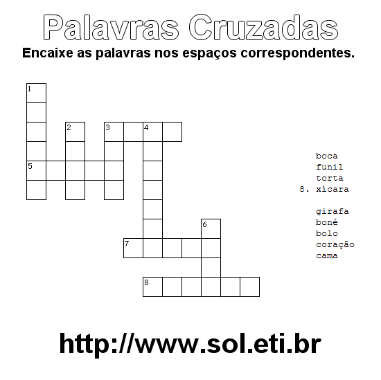 Palavras Cruzadas Para Imprimir Nível Fácil 3