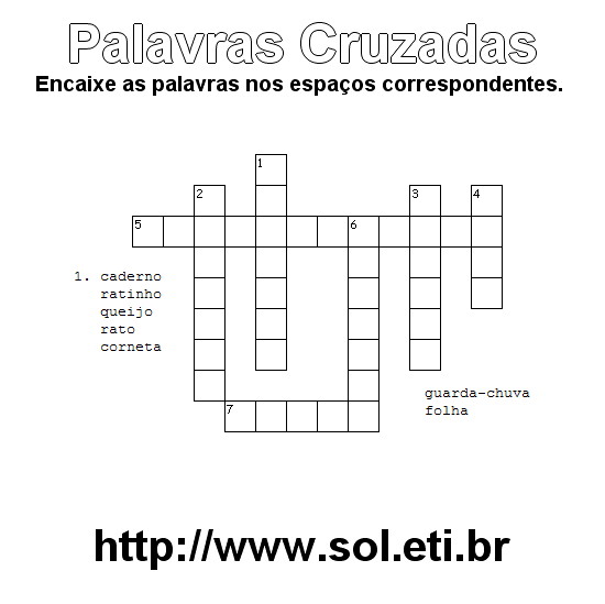 De volta às palavras cruzadas da escola para crianças quiz simples com  material escolar para crianças