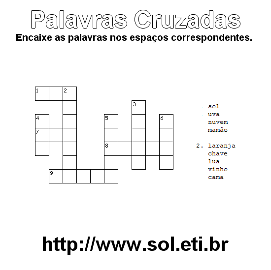 Palavras Cruzadas Para Imprimir Nível Fácil 33