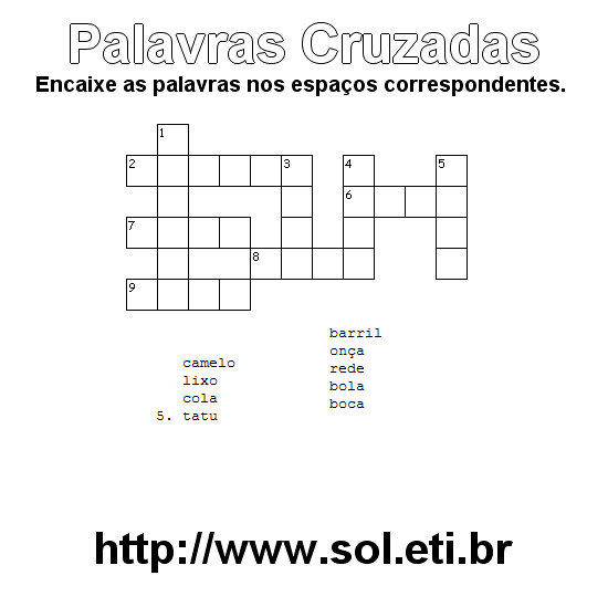 Palavras Cruzadas Para Imprimir Nível Fácil 36