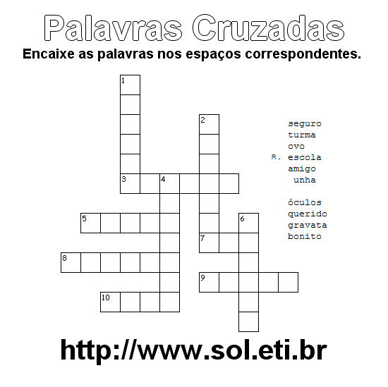 Palavras Cruzadas Para Imprimir Nível Fácil 40