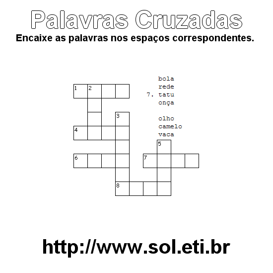 Palavras Cruzadas Para Imprimir Nível Fácil 43