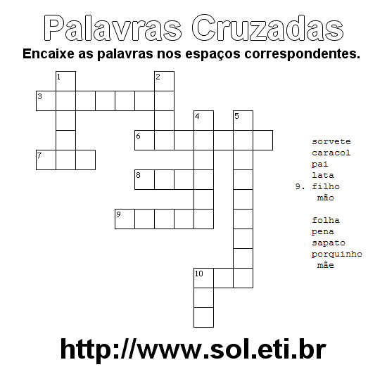 Jogos de palavras cruzadas para a pré-escola