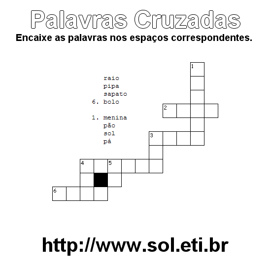 Palavras Cruzadas Para Imprimir Nível Fácil 6