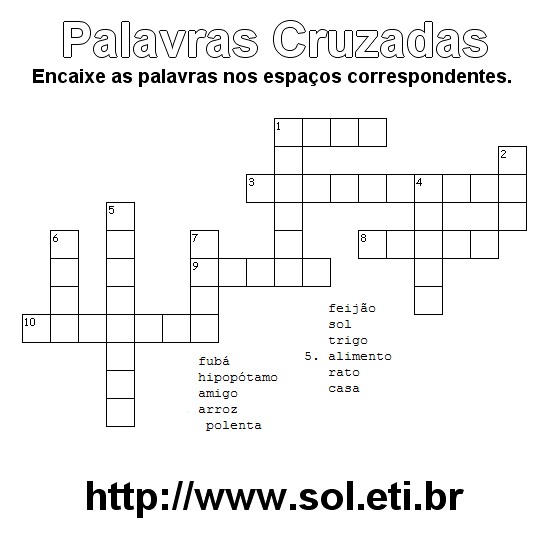 Palavras Cruzadas Para Imprimir Nível Fácil 7