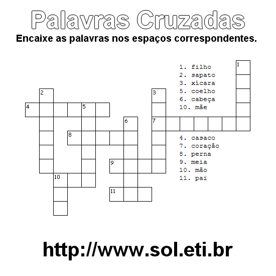 Cruzadinha Matemática para imprimir