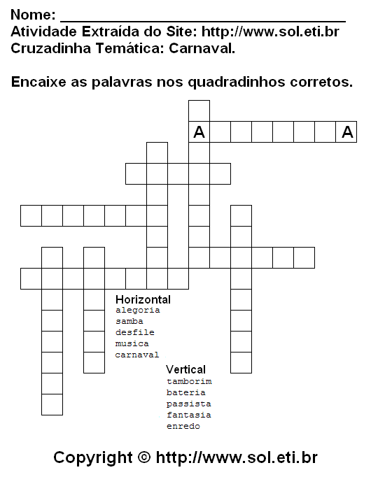 Seção de palavras cruzadas do site do Globo será temática de carnaval -  Jornal O Globo