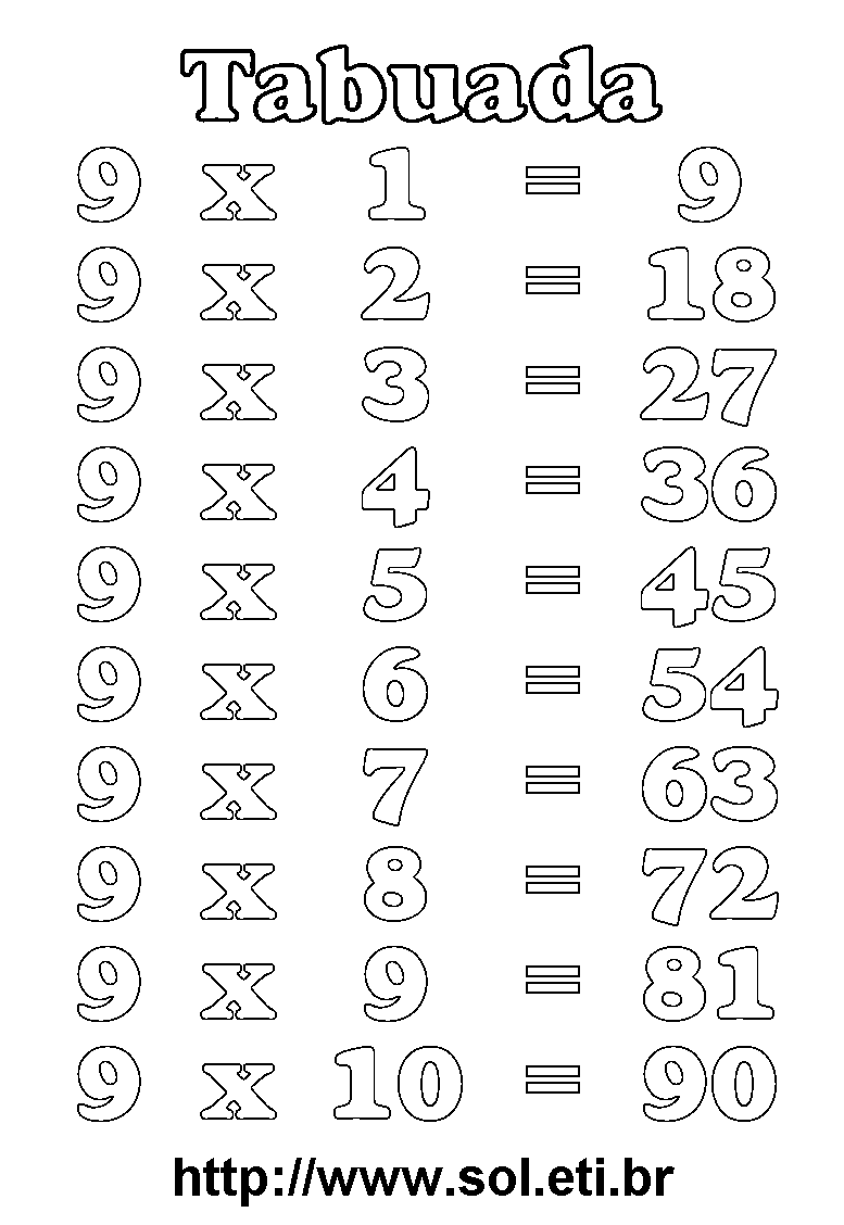 Quiz da Tabuada do 9  Tabuada de Multiplicação do Nove [QUIZ DE