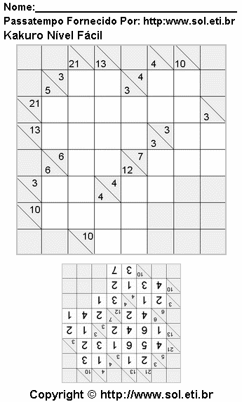 Kakuro Para Imprimir Com Respostas 160