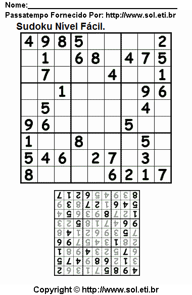 Sudoku Para Imprimir Com Respostas 159