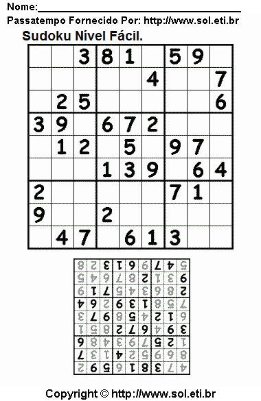 Sudoku Fácil Para Imprimir  Sudoku para imprimir, Números para