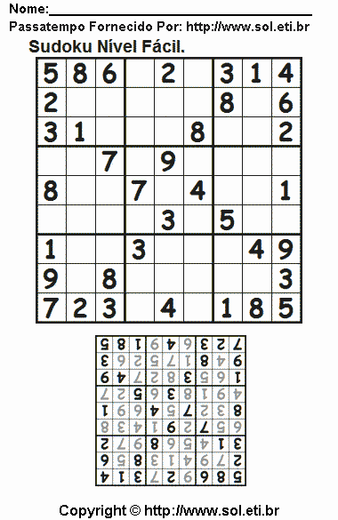 Sudoku Para Imprimir Com Respostas 303