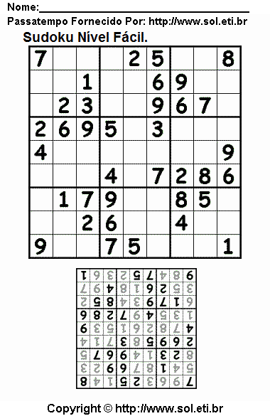 Sudoku Para Imprimir Com Respostas.