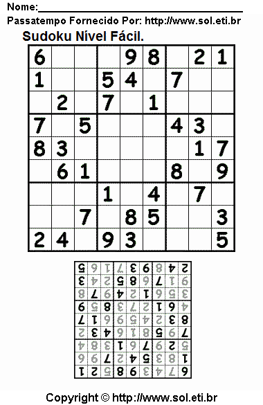 Sudoku com a resposta jogo de quebra-cabeça