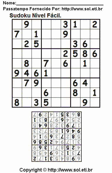 Sudoku Para Imprimir Com Respostas 321