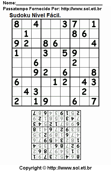 Sudoku Para Imprimir Com Respostas 5