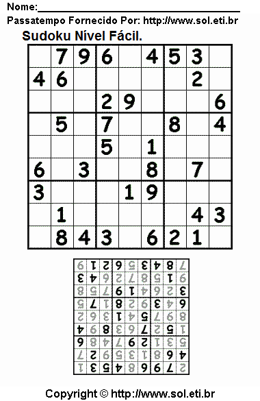 Sudoku Fácil Para Imprimir  Sudoku para imprimir, Números para