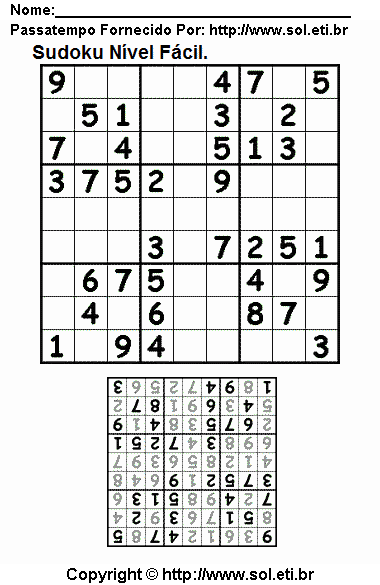 Sudoku Para Imprimir Com Respostas 62