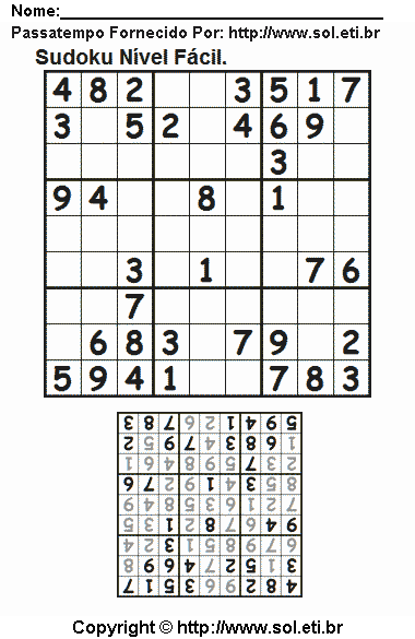 Sudoku Para Impressão. Jogo Nº 76.