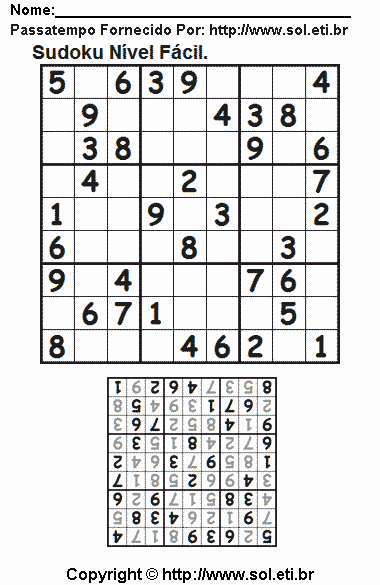 Sudoku Para Impressão. Jogo Nº 76.